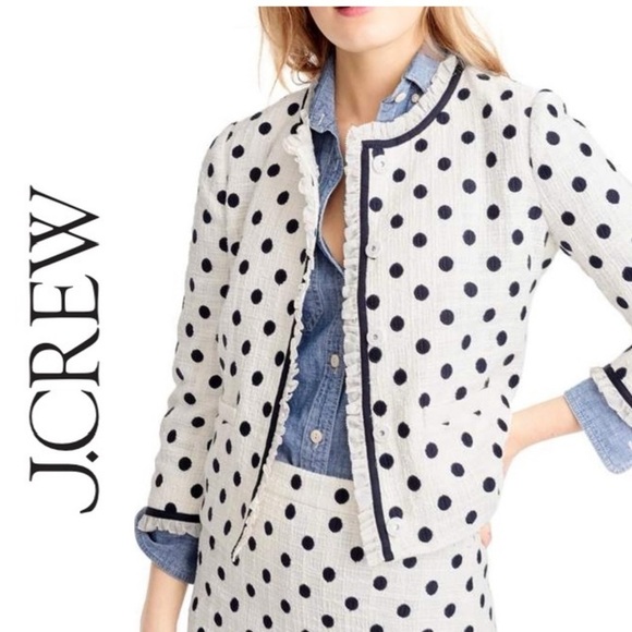 J. Crew Polka Dot Textured Tweed Blazer Jacket - Picture 1 of 14